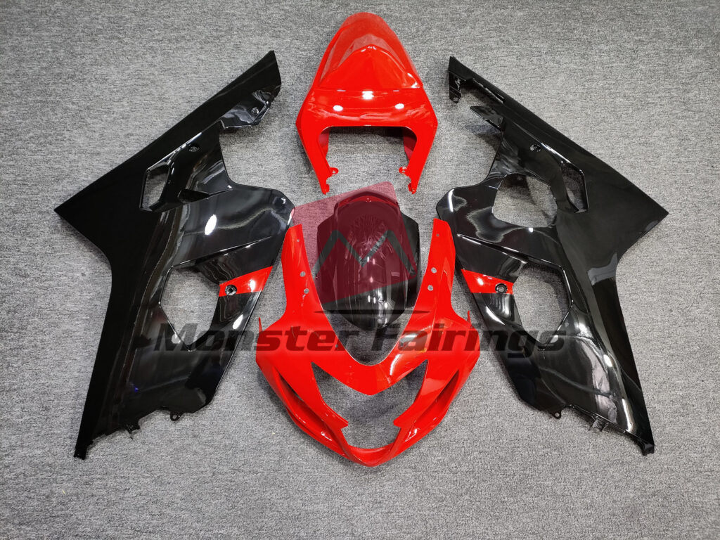 Suzuki GSXR 600 - 750 2004 - 2005 Gloss Black & Red ABS fairings - custom motorcycle bodywork kit by Monster Fairings