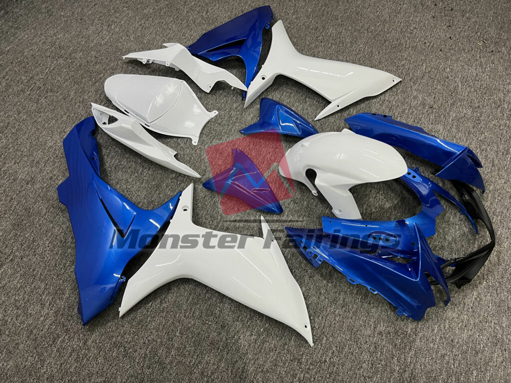 Gloss Blue with White ABS fairings for Suzuki GSXR 600 - 750 2011 - 2025 - premium OEM fit kit by Monster Fairings