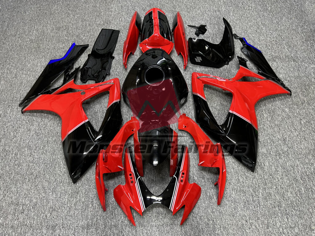 Suzuki GSXR 600 - 750 2006 - 2007 Gloss Red & Black ABS fairings - custom motorcycle bodywork kit by Monster Fairings