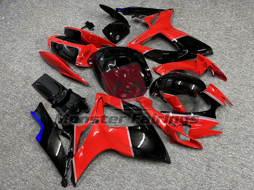 Suzuki GSXR custom ABS fairings 2006 - 2007 in Gloss Red & Black - durable replacement kit, Monster Fairings