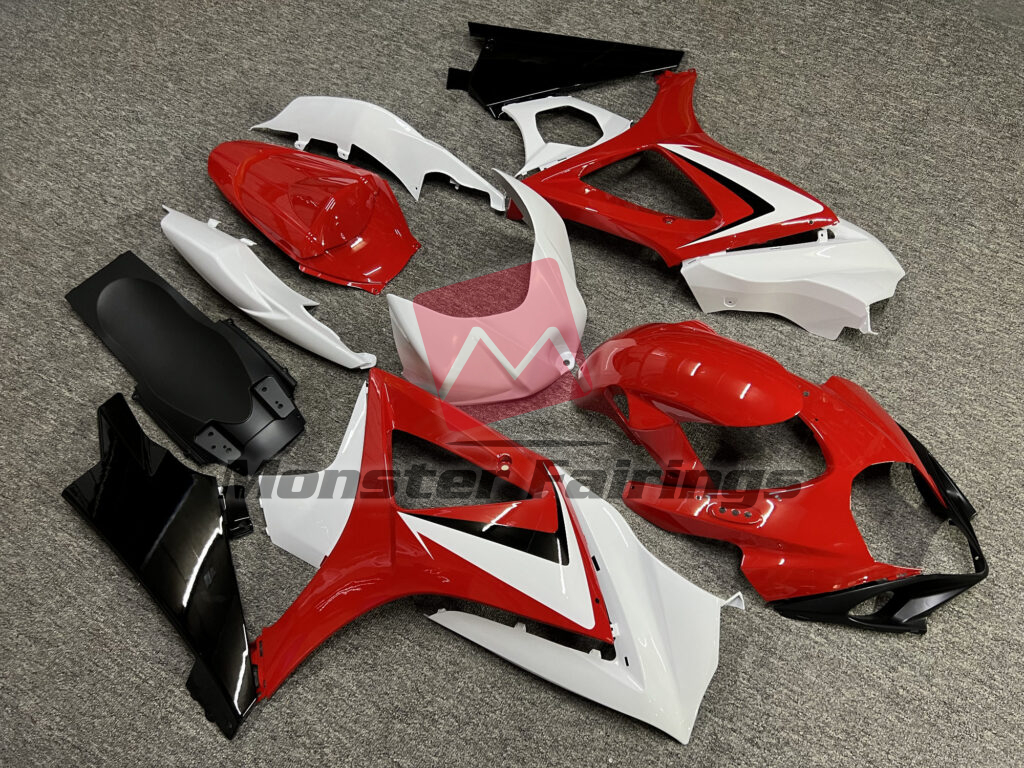Gloss Red & White with Black ABS fairings for Suzuki GSXR 1000 2007 - 2008 - premium OEM fit kit by Monster Fairings