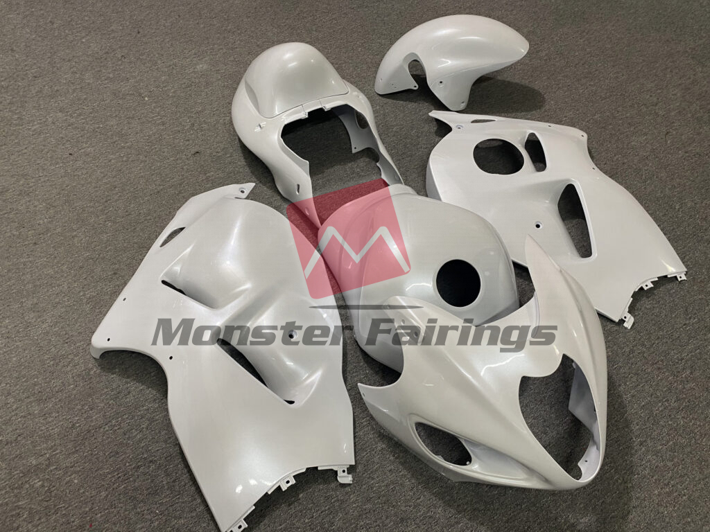 Suzuki GSXR 1300 custom ABS fairings 1997 - 2007 in Pearl White - durable replacement kit, Monster Fairings