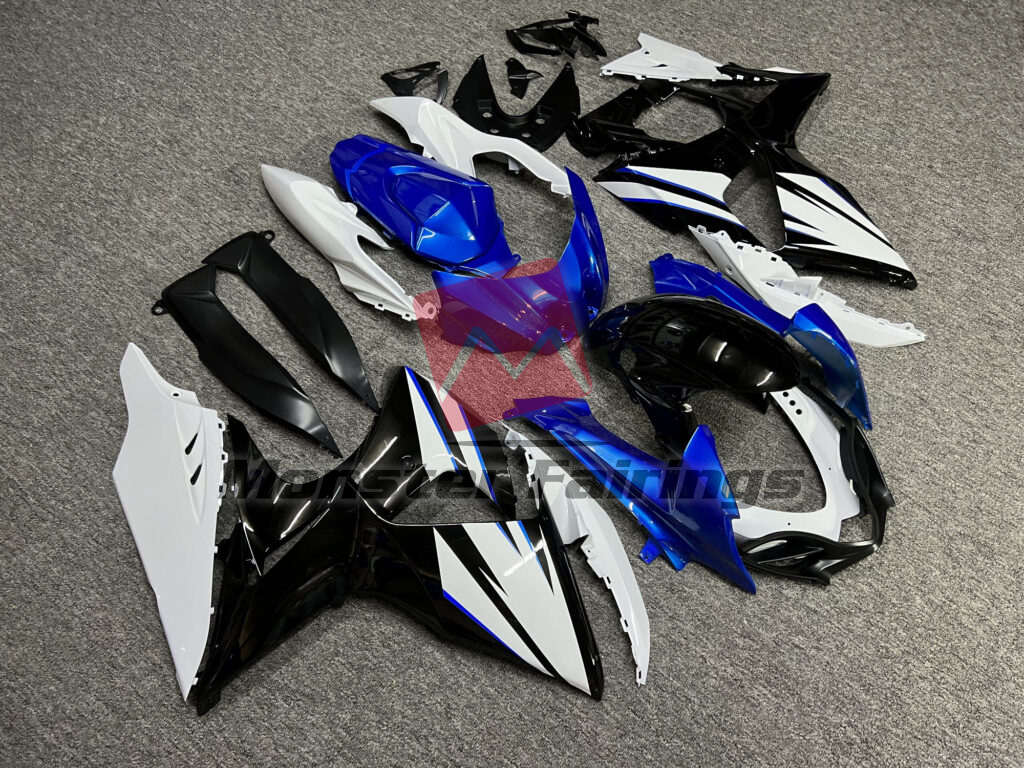 Gloss Blue & Black With White ABS fairings for Suzuki GSXR 1000 2009 - 2016 - premium OEM fit kit by Monster Fairings