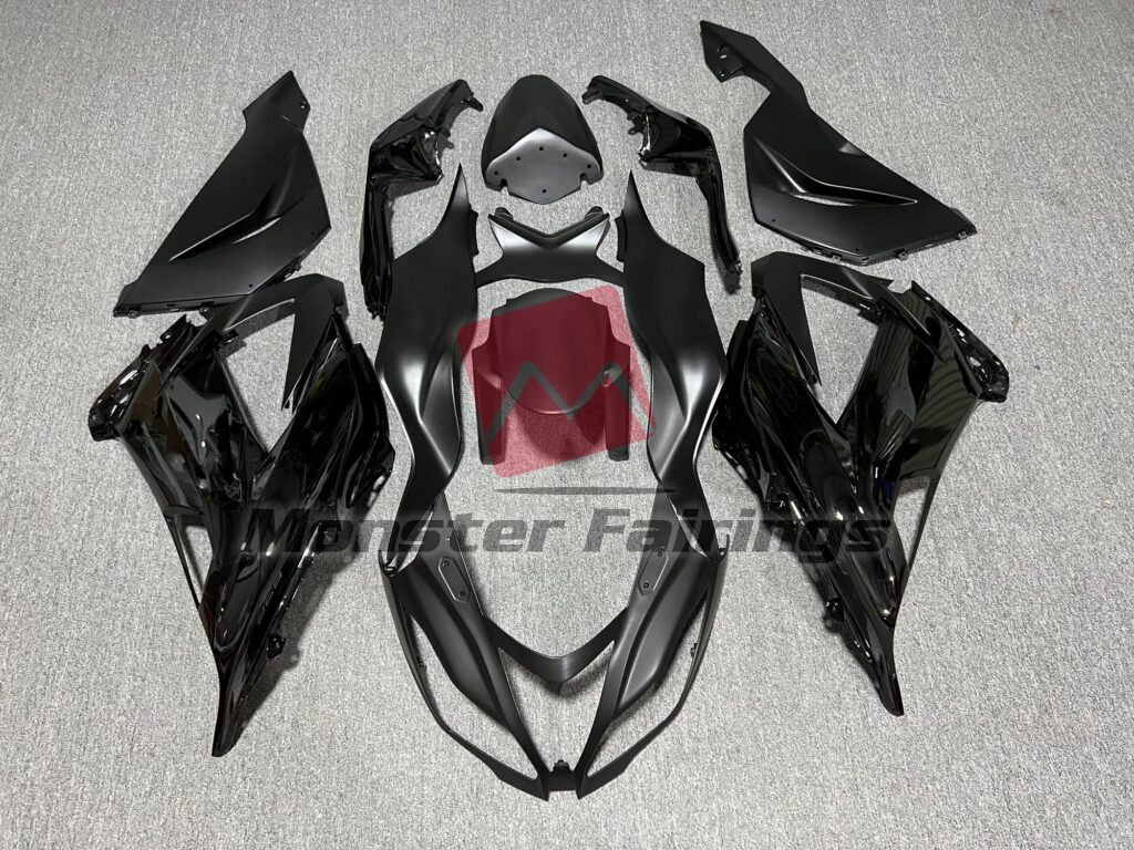 Kawasaki ZX6R 2013 - 2018 Gloss & Matte Black ABS fairings - custom motorcycle bodywork kit by Monster Fairings