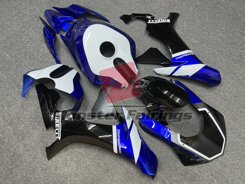 Blue and White Custom Style ABS fairings for Yamaha R1 2015 - 2019 - premium OEM fit kit by Monster Fairings