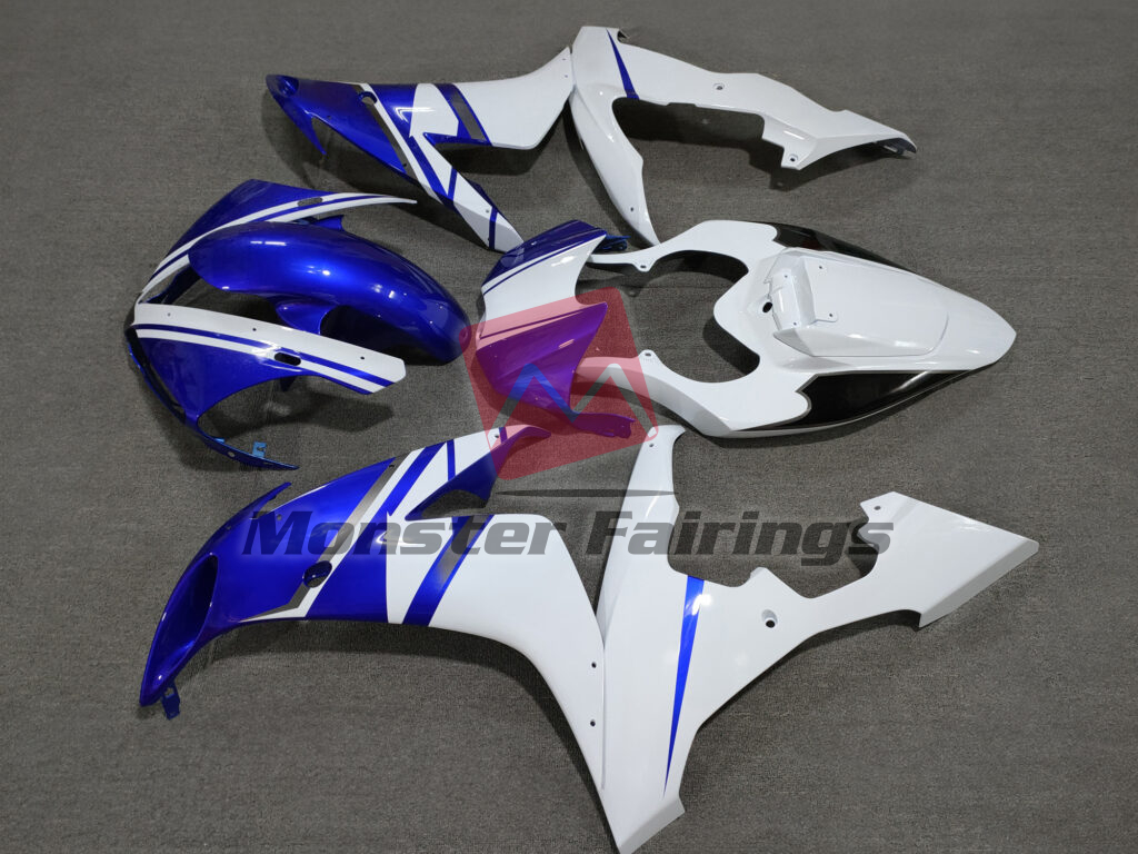 Yamaha R1 custom ABS fairings 2004 - 2006 in Gloss White & Blue with Gray - durable replacement kit, Monster Fairings