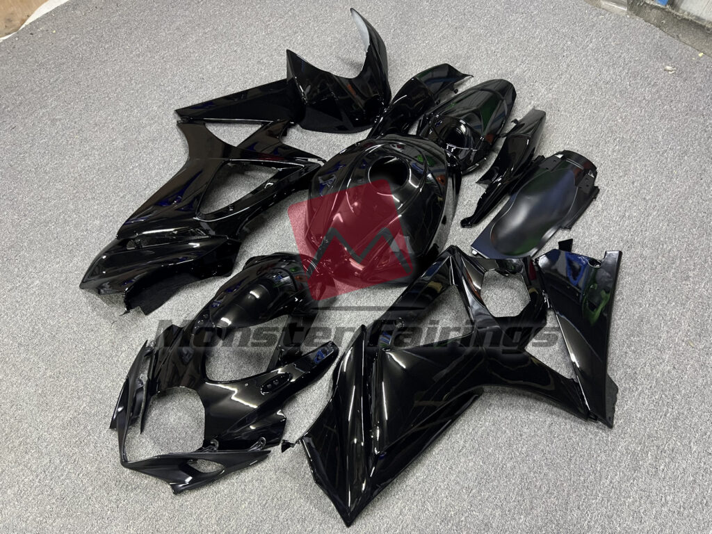 Suzuki GSXR 1000 custom ABS fairings 2007 - 2008 in Gloss Black - durable replacement kit, Monster Fairings