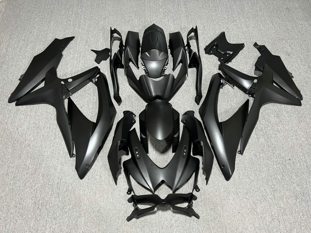 Suzuki GSXR 600 - 750 2008 - 2010 Deep Matte Black ABS fairings - custom motorcycle bodywork kit by Monster Fairings