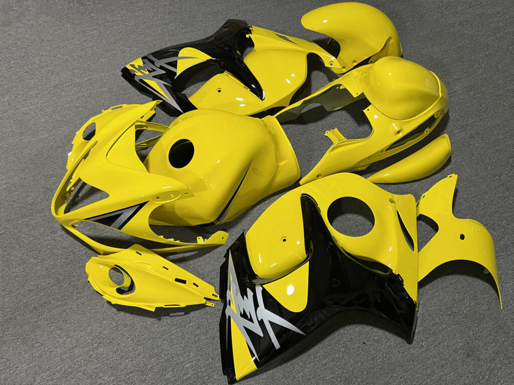 2008 - 2020 Suzuki GSXR 1300 Gloss Yellow with Black Style fairing set - ABS injection, custom painted by Monster Fairings