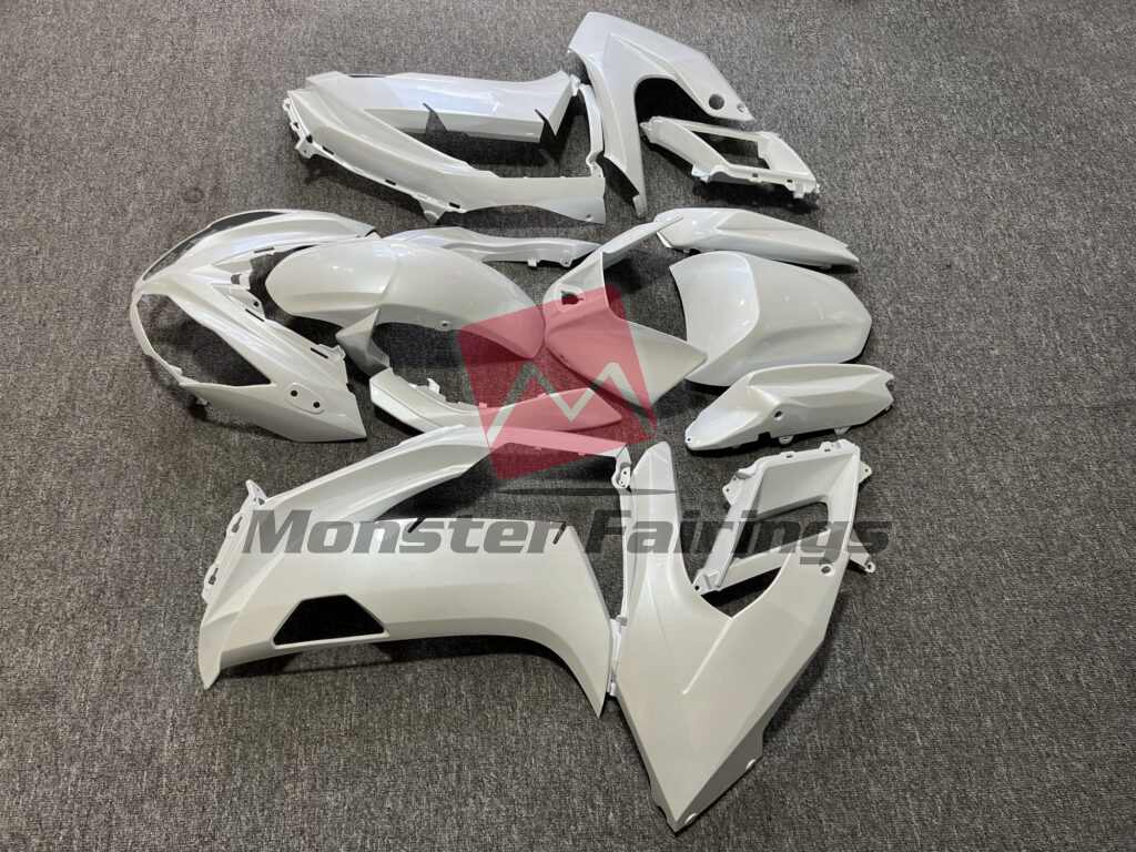 2012 - 2016 Kawasaki Ninja 650R Gloss Pearl White fairing set - ABS injection, custom painted by Monster Fairings