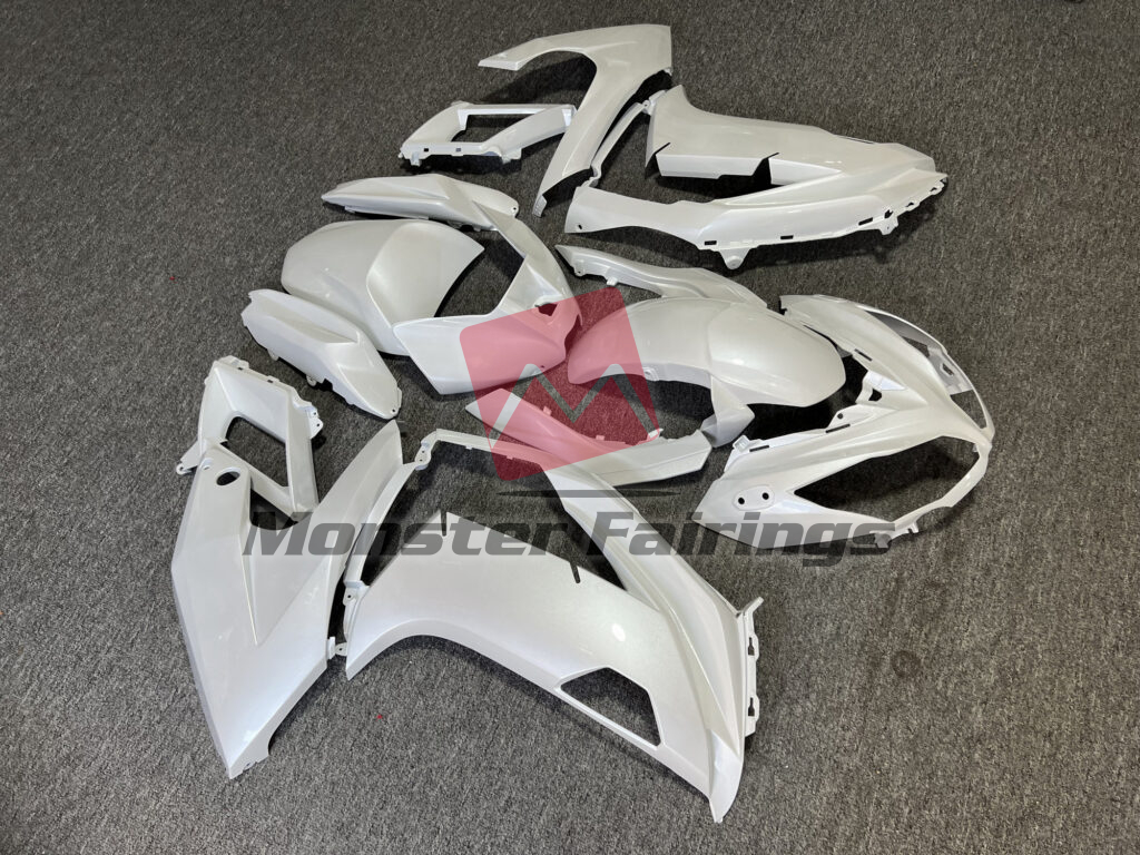 Gloss Pearl White ABS fairings for Kawasaki Ninja 650R 2012 - 2016 - premium OEM fit kit by Monster Fairings