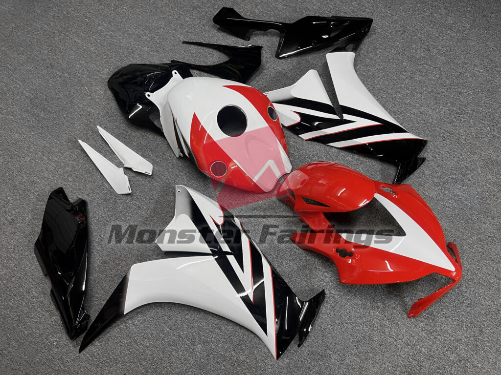 2012 - 2016 Honda CBR1000RR Black and Red/White Gloss fairing set - ABS injection, custom painted by Monster Fairings