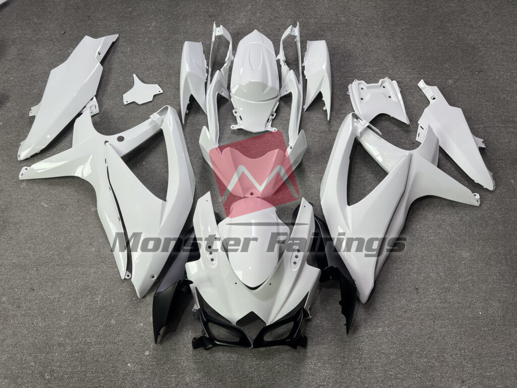 Suzuki GSXR 600 - 750 2008 - 2010 Shining Gloss White ABS fairings - custom motorcycle bodywork kit by Monster Fairings