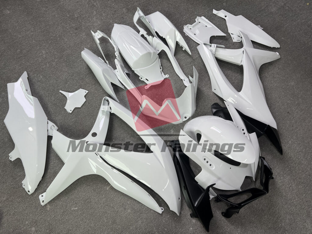 Suzuki GSXR custom ABS fairings 2008 - 2010 in Shining Gloss White - durable replacement kit, Monster Fairings