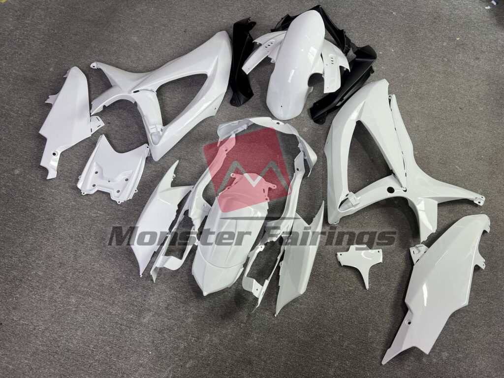 Shining Gloss White ABS fairings for Suzuki GSXR 600 - 750 2008 - 2010 - premium OEM fit kit by Monster Fairings