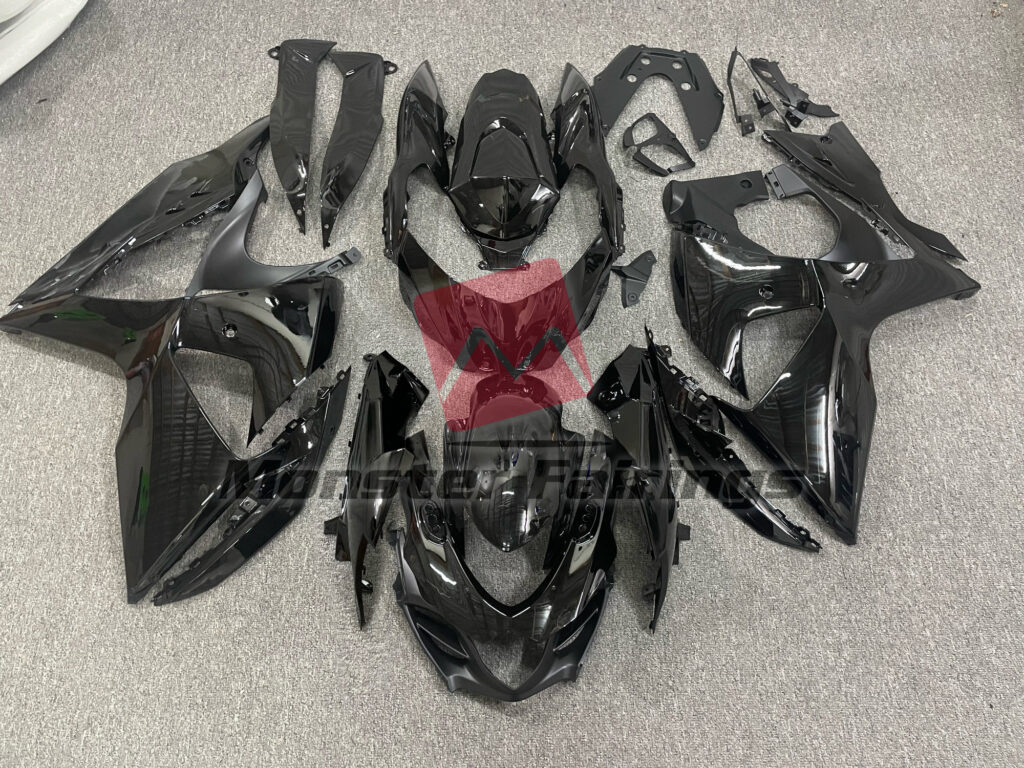 Suzuki GSXR 1000 2009 - 2016 Gloss Black ABS fairings - custom motorcycle bodywork kit by Monster Fairings