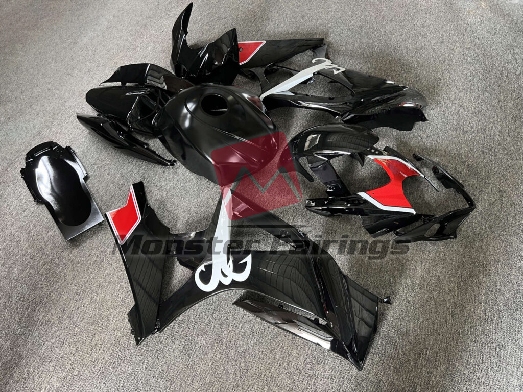 Gloss Black with Red ABS fairings for Suzuki GSXR 1000 2007 - 2008 - premium OEM fit kit by Monster Fairings