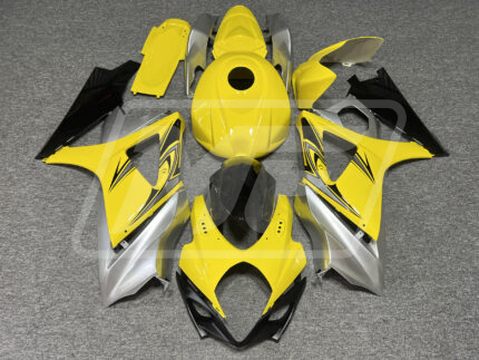 Suzuki GSXR 1000 2007-2008 Gloss Yellow & Silver with Black OEM ABS Fairings | Monster Fairings