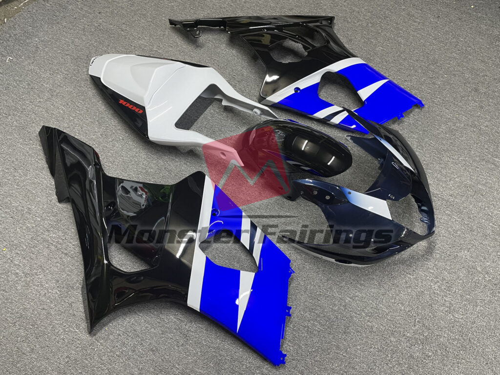 Gloss Blue Black & White ABS fairings for Suzuki GSXR 1000 2003 - 2004 - premium OEM fit kit by Monster Fairings