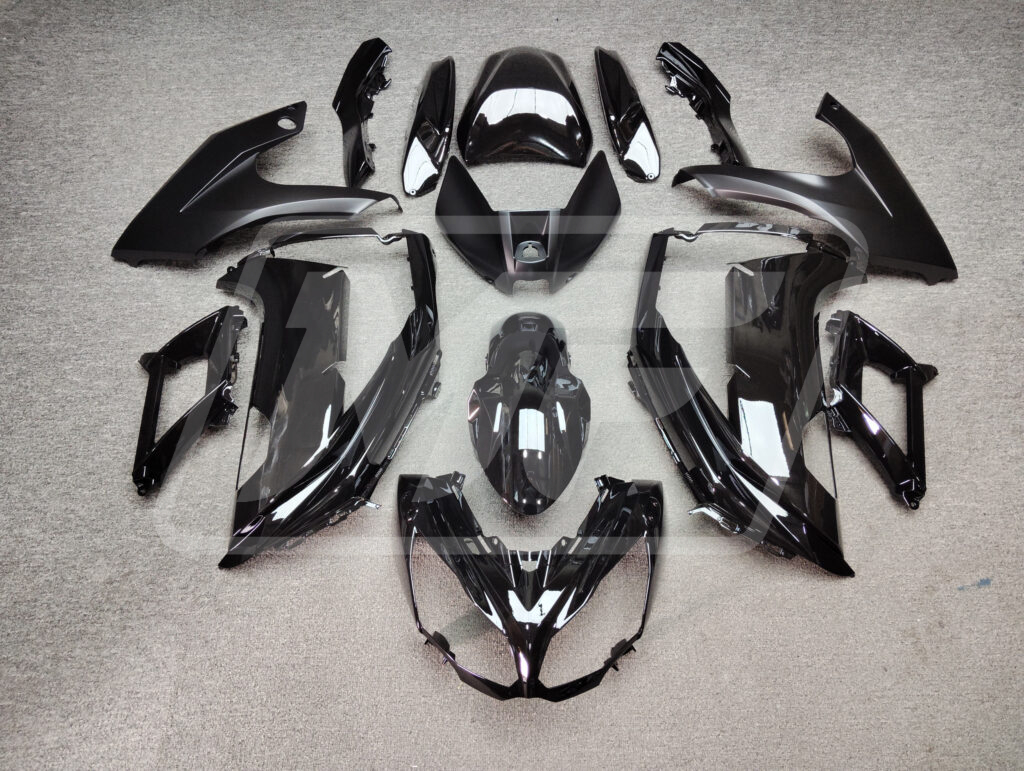 Kawasaki Ninja 650R 2012 - 2016 Gloss & Matte Black ABS fairings - custom motorcycle bodywork kit by Monster Fairings
