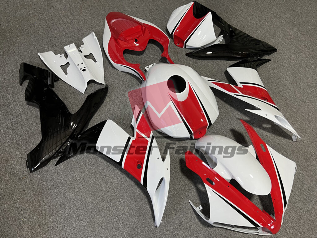 Yamaha R1 custom ABS fairings 2004 - 2006 in Gloss White with Red & Black - durable replacement kit, Monster Fairings