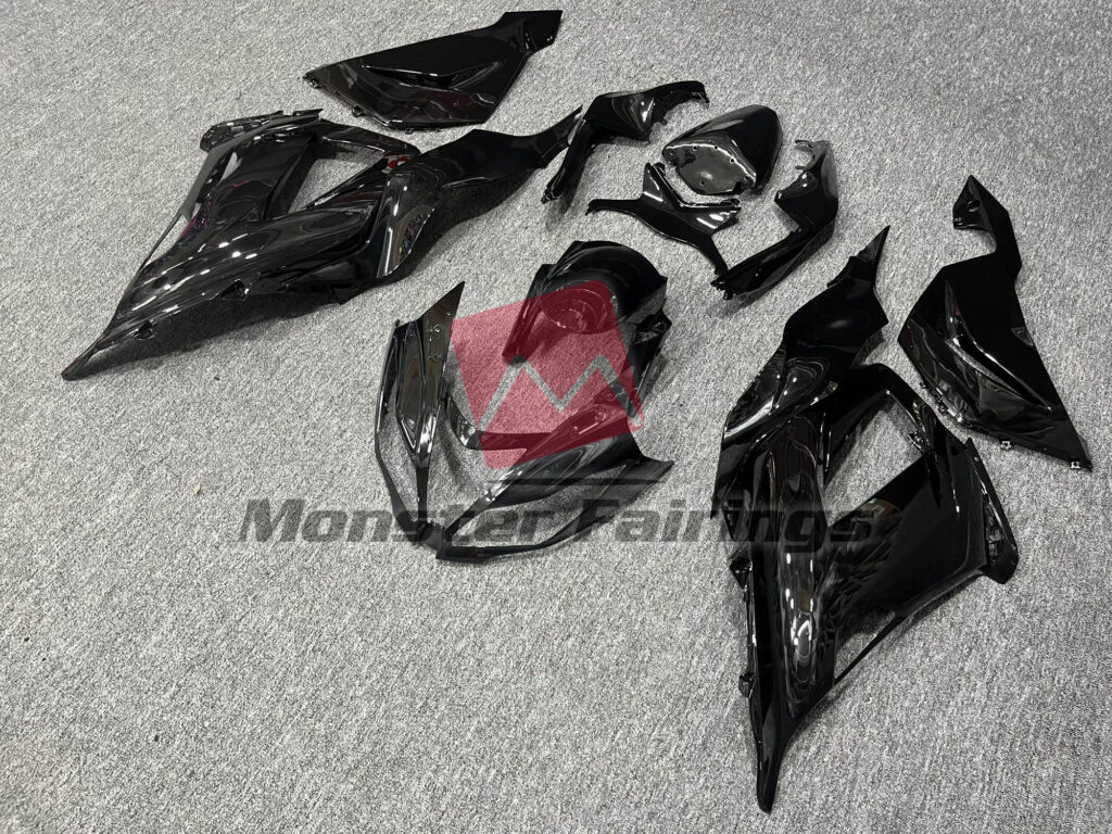 Kawasaki ZX6R custom ABS fairings 2013 - 2018 in Gloss Black - durable replacement kit, Monster Fairings
