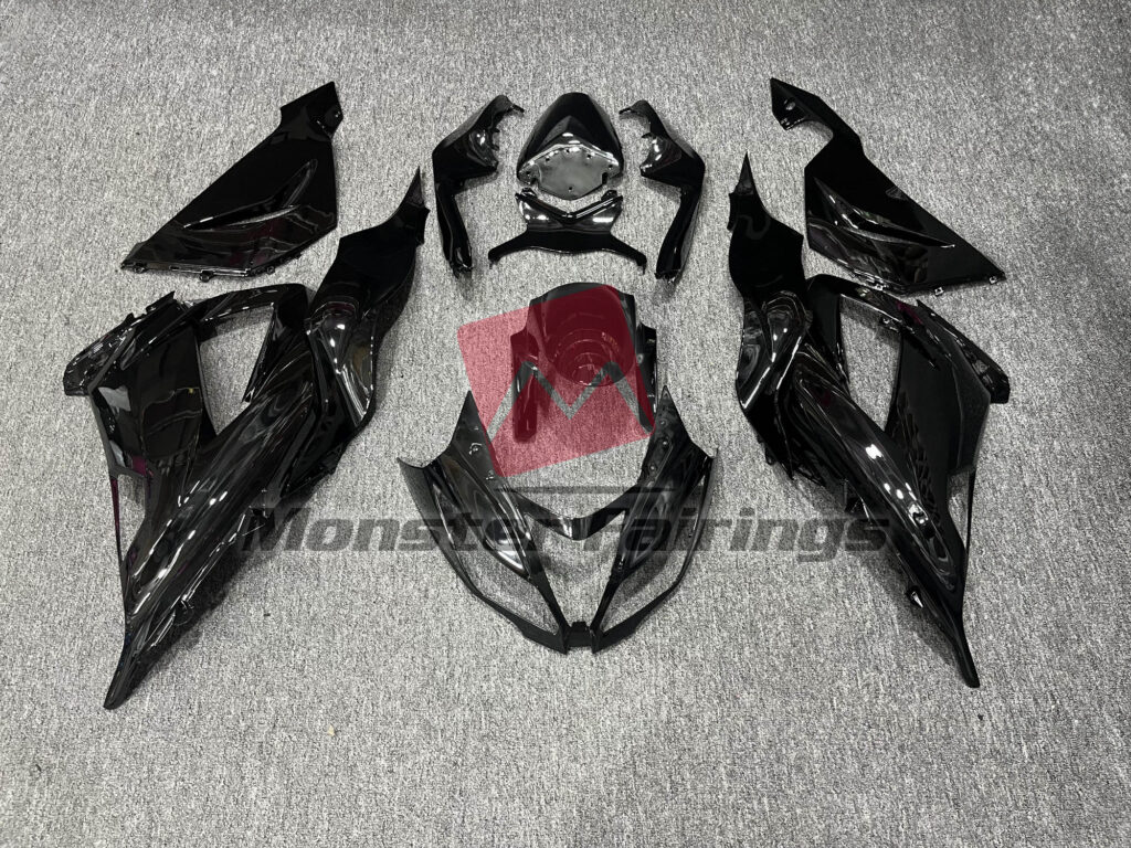 Kawasaki ZX6R 2013 - 2018 Gloss Black ABS fairings - custom motorcycle bodywork kit by Monster Fairings