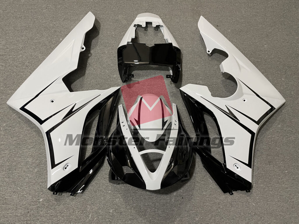 Triumph Daytona 675 2006 - 2008 White Silver and Black ABS fairings - custom motorcycle bodywork kit by Monster Fairings