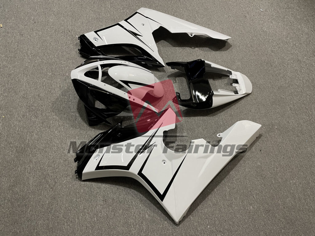 2006 - 2008 Triumph Daytona 675 White Silver and Black fairing set - ABS injection, custom painted by Monster Fairings