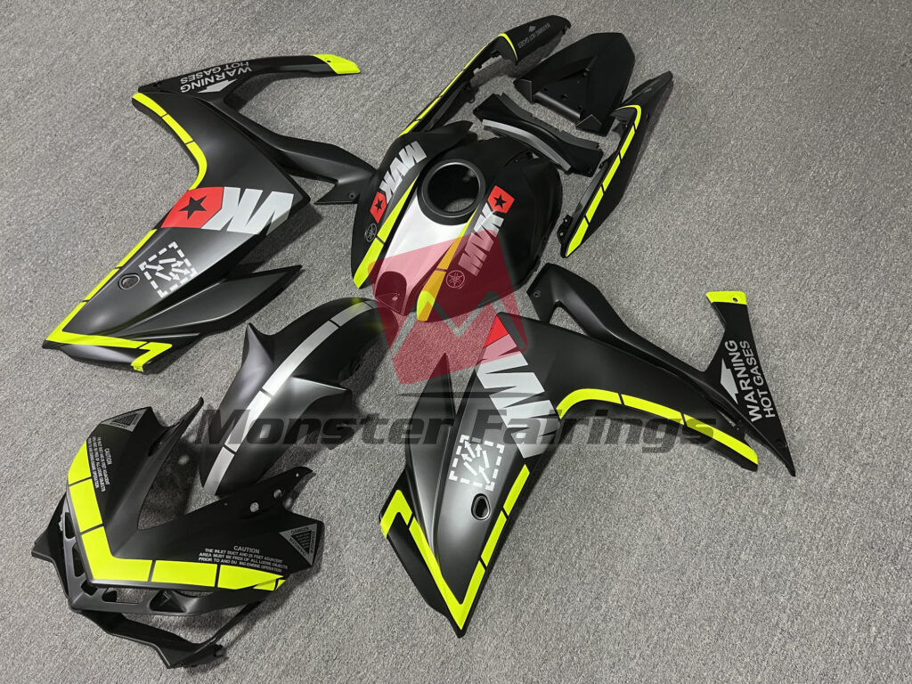 Matte Black & High Vis Yellow ABS fairings for Yamaha R3 2014 - 2018 - premium OEM fit kit by Monster Fairings