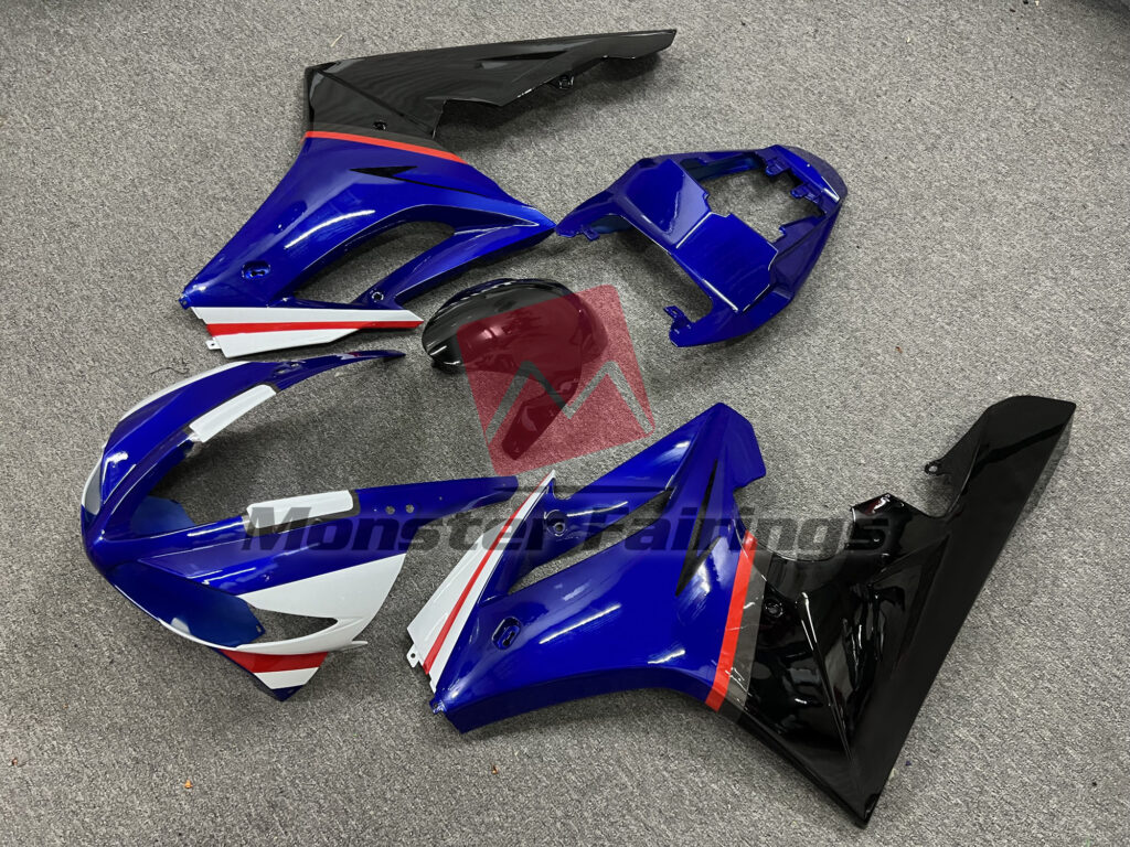 Triumph Daytona 675 custom ABS fairings 2009 - 2012 in Blue and White - durable replacement kit, Monster Fairings