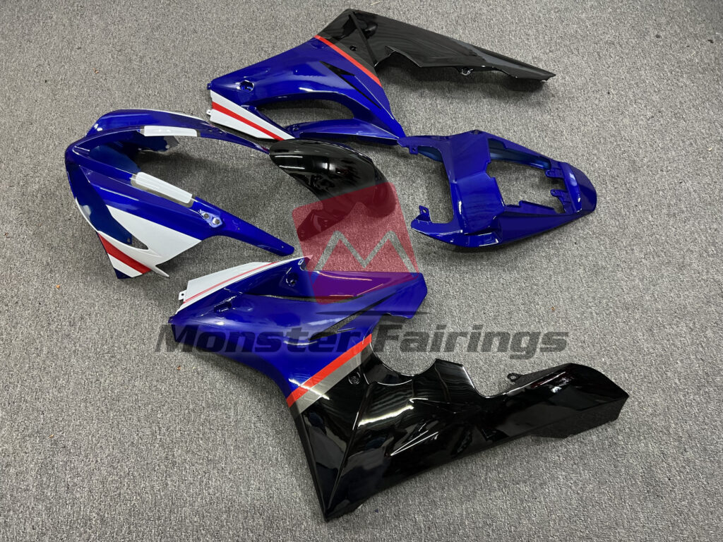 2009 - 2012 Triumph Daytona 675 Blue and White fairing set - ABS injection, custom painted by Monster Fairings