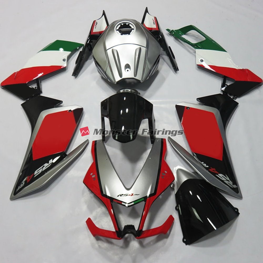 Aprilia RS4 125 2012 - 2015 Silver and Red ABS fairings - custom motorcycle bodywork kit by Monster Fairings