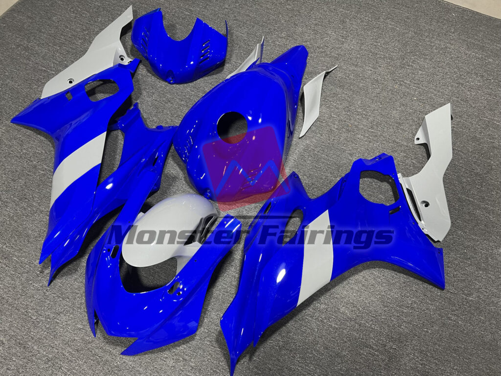 Gloss Blue & White ABS fairings for Yamaha R6 2017 - 2022 - premium OEM fit kit by Monster Fairings