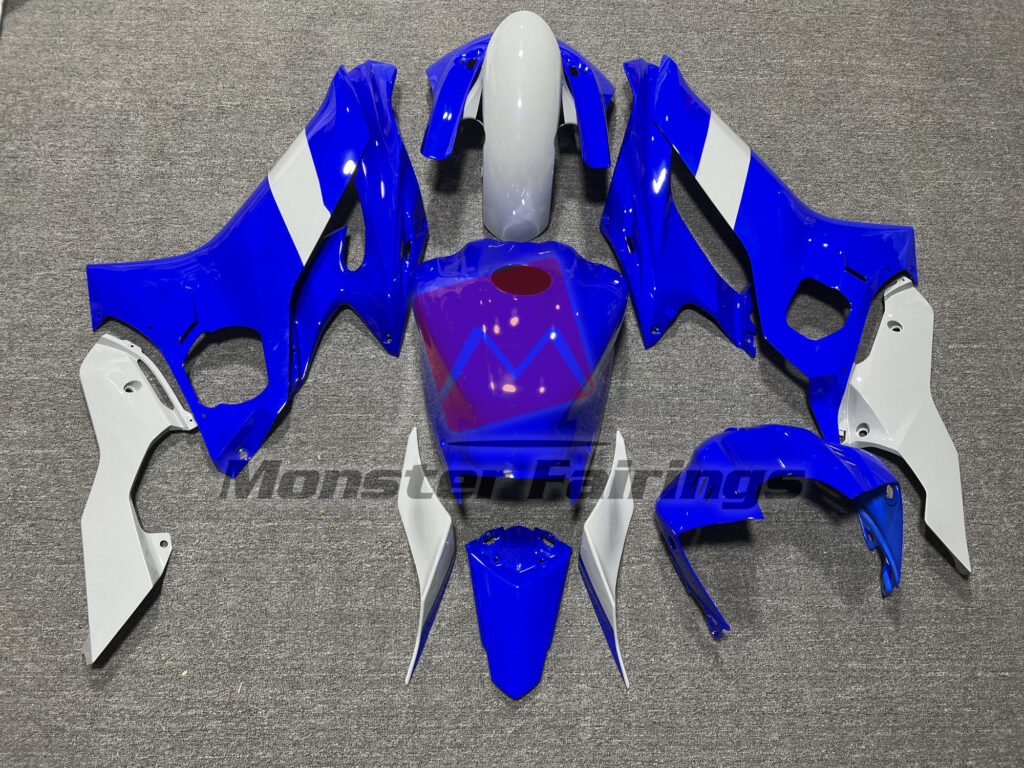 2017 - 2022 Yamaha R6 Gloss Blue & White fairing set - ABS injection, custom painted by Monster Fairings