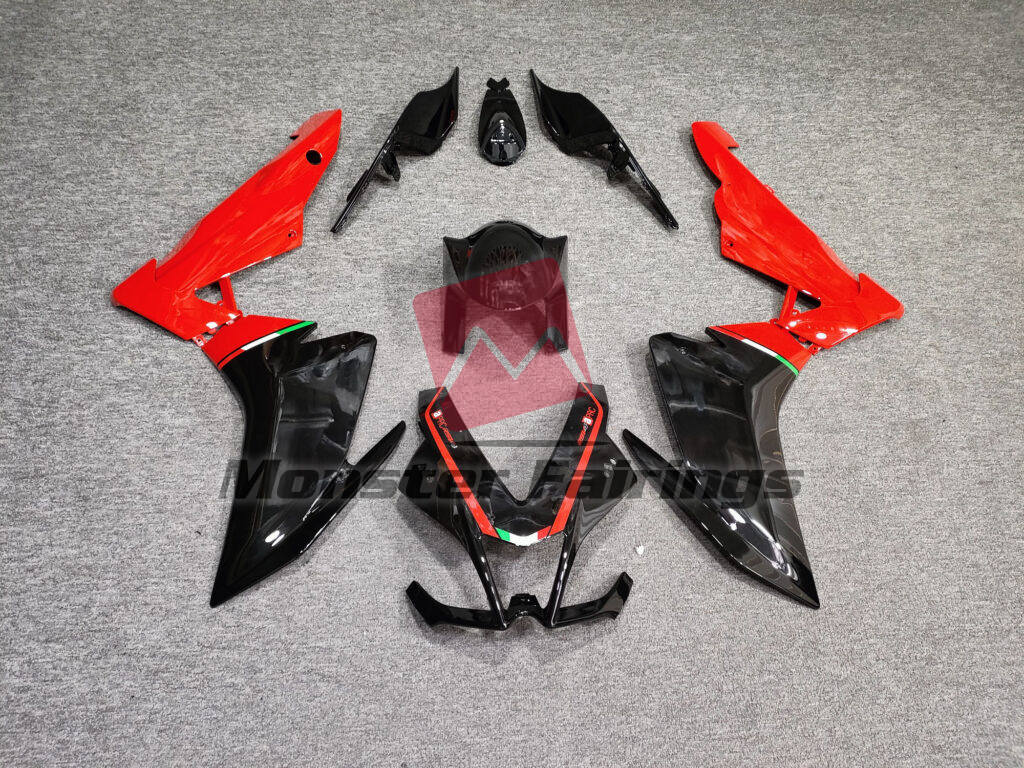 Aprilia RSV4 1000 2010 - 2015 Gloss Red & Black ABS fairings - custom motorcycle bodywork kit by Monster Fairings