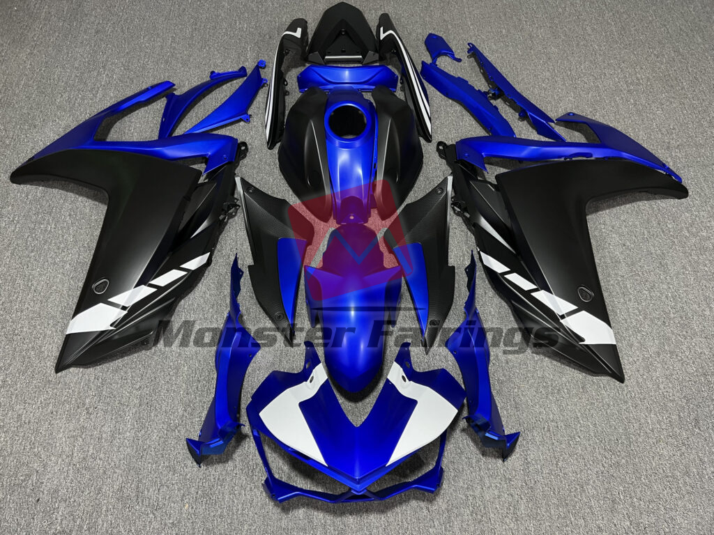 Yamaha R3 2014 - 2018 Matte Blue & and Black ABS fairings - custom motorcycle bodywork kit by Monster Fairings