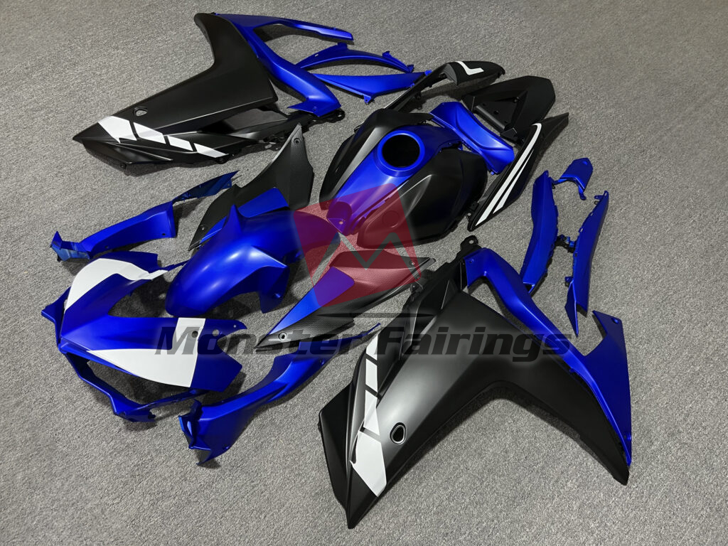 Yamaha R3 custom ABS fairings 2014 - 2018 in Matte Blue & and Black - durable replacement kit, Monster Fairings
