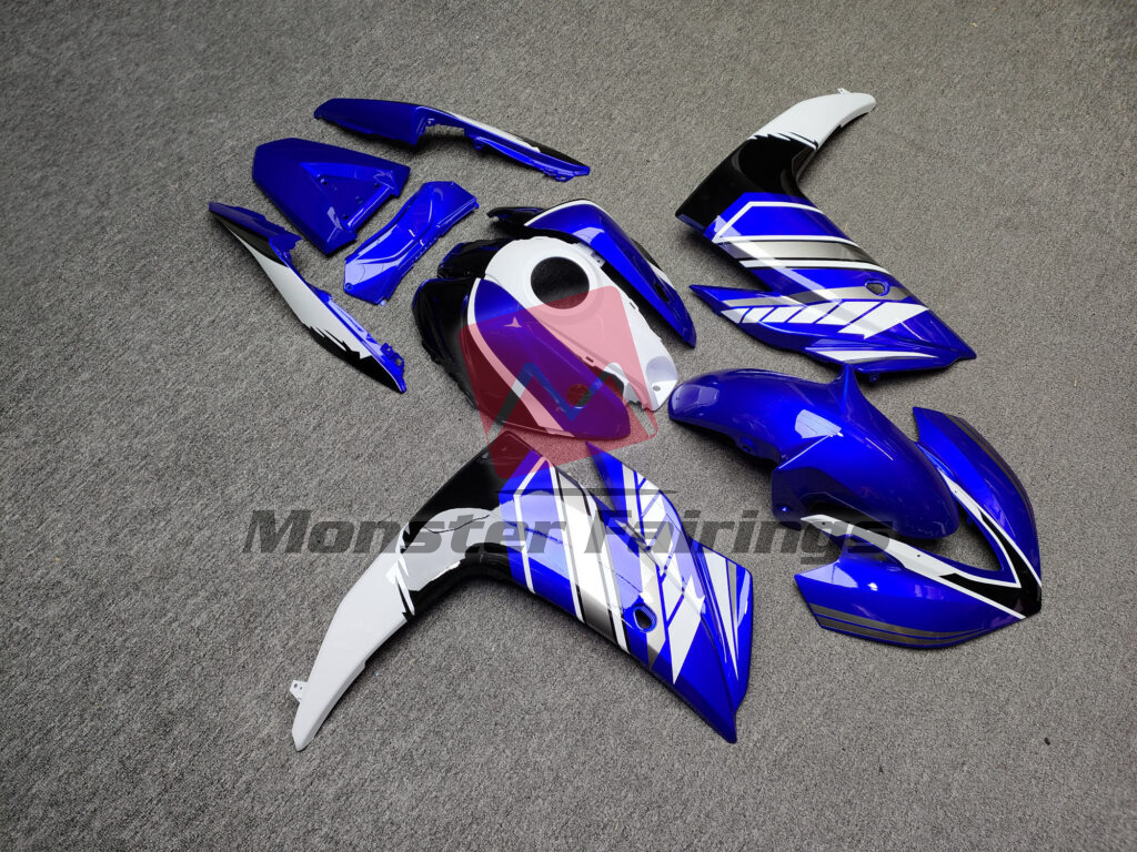 Yamaha R3 custom ABS fairings 2014 - 2018 in Gloss Blue & Silver with Black - durable replacement kit, Monster Fairings