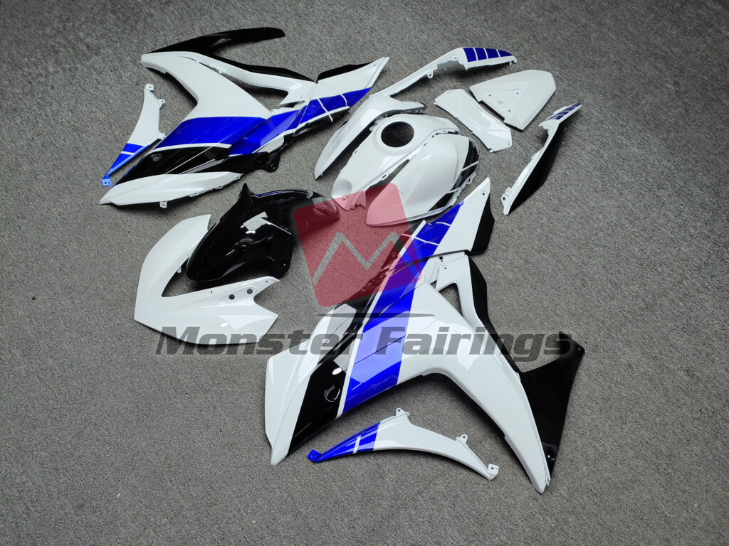 Gloss White & Black with Blue ABS fairings for Yamaha R3 2014 - 2018 - premium OEM fit kit by Monster Fairings