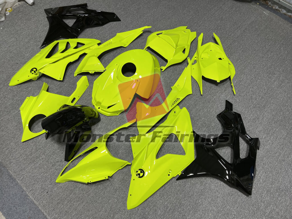BMW S1000RR custom ABS fairings 2009 - 2014 in Gloss High Vis Yellow & Black - durable replacement kit, Monster Fairings