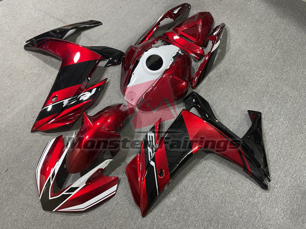 Yamaha R3 custom ABS fairings 2014 - 2018 in Maroon and Black - durable replacement kit, Monster Fairings
