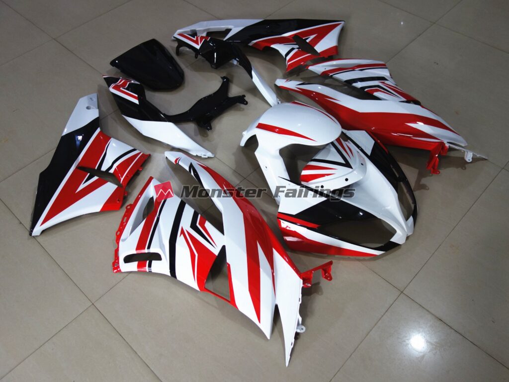 Red White Zagg ABS fairings for Kawasaki ZX6R 2009 - 2012 - premium OEM fit kit by Monster Fairings