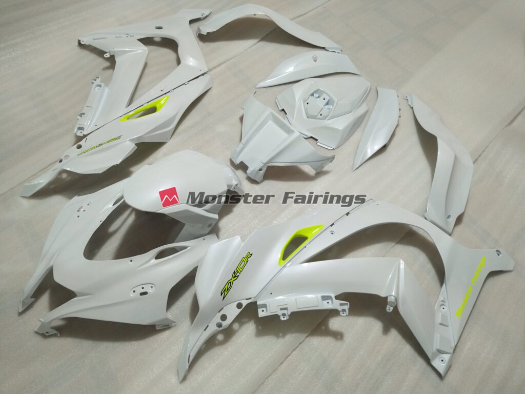 Pearl White ABS fairings for Kawasaki ZX10R 2016 - 2020 - premium OEM fit kit by Monster Fairings