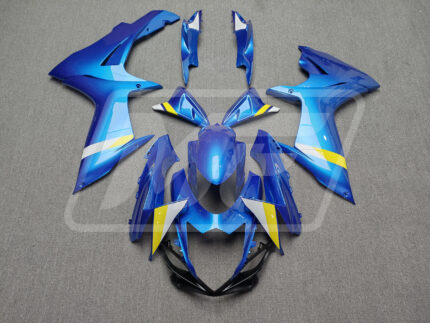 Suzuki GSXR 600-750 2011-2026 Gloss Blue with White & Yellow ABS Fairings | Monster Fairings