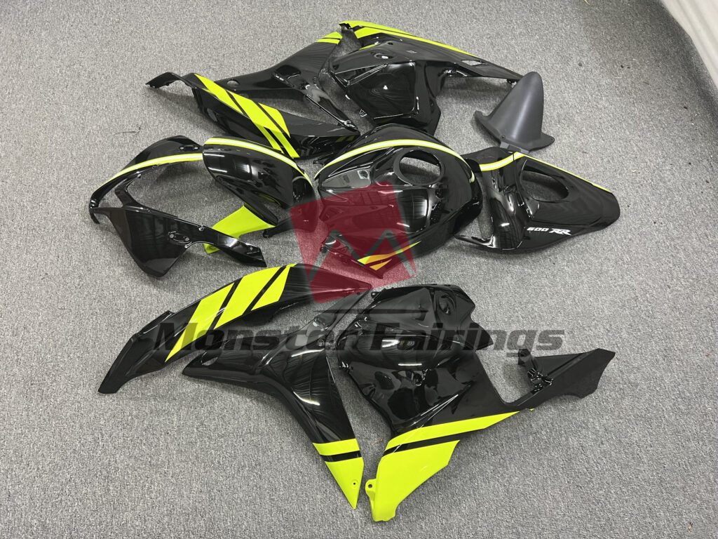 2009 - 2012 Honda CBR600RR Custom High Viz Stripe fairing set - ABS injection, custom painted by Monster Fairings