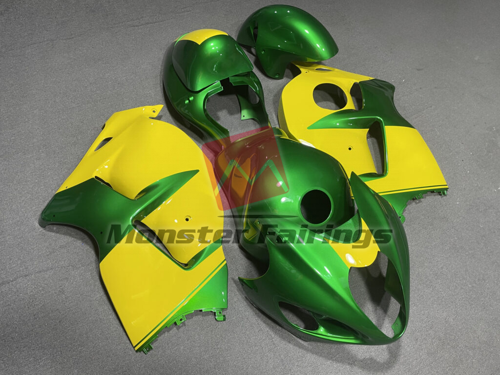 Suzuki GSXR 1300 custom ABS fairings 1997 - 2007 in Gloss Green & Yellow - durable replacement kit, Monster Fairings