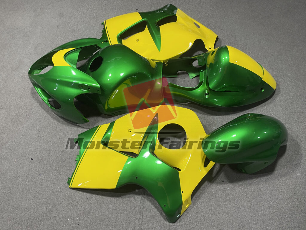 1997 - 2007 Suzuki GSXR 1300 Gloss Green & Yellow fairing set - ABS injection, custom painted by Monster Fairings