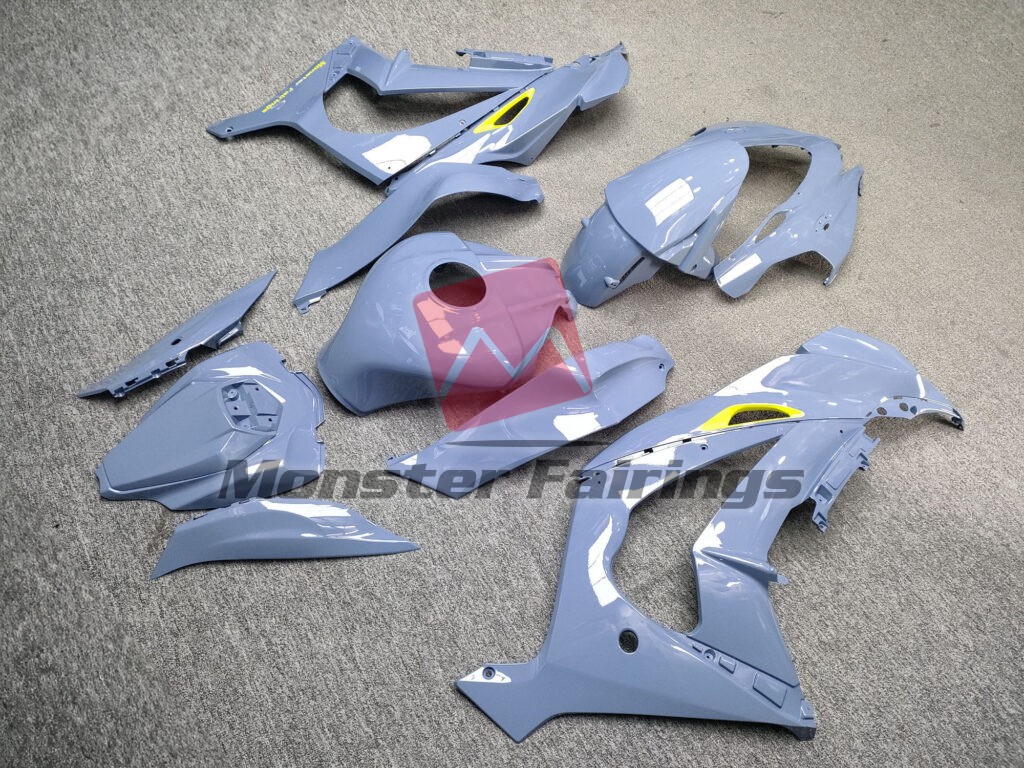 2016 - 2020 Kawasaki ZX10R Gloss Nardo Gray with High Vis Yellow fairing set - ABS injection, custom painted by Monster Fairings