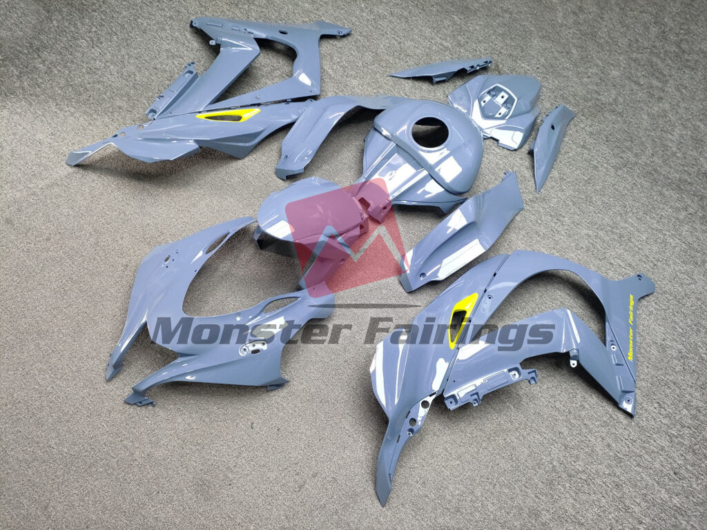 Gloss Nardo Gray with High Vis Yellow ABS fairings for Kawasaki ZX10R 2016 - 2020 - premium OEM fit kit by Monster Fairings